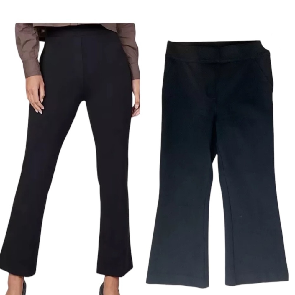 SPANX 20386Q The Perfect Kick Flare Crop Pants Black Ponte Knit Sz Petite S
